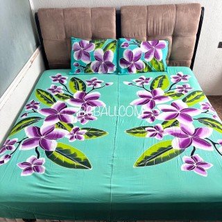 Hot Sale New Design Rayon Bedsheet Hand Painted Floral Design by Balinese Artisans